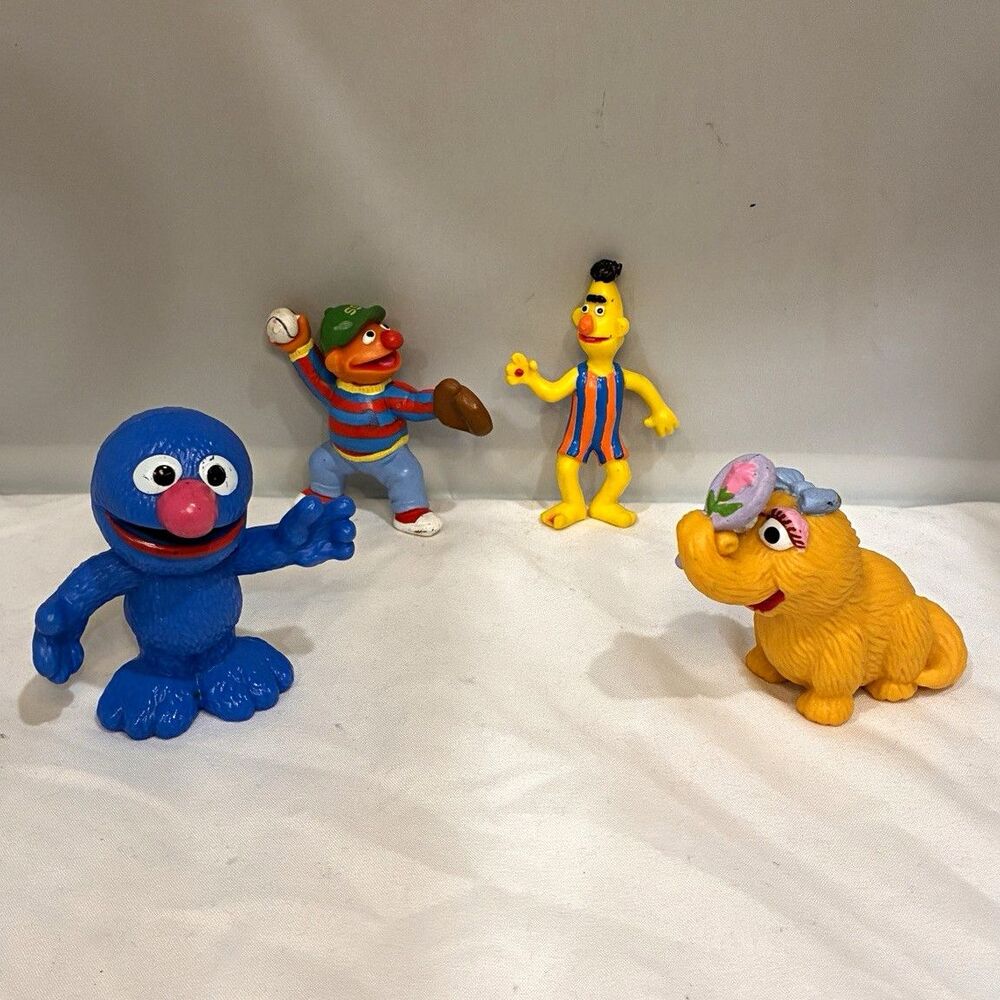 Applause Sesame Street Grover Bert Ernie Snuffleupagus PVC Figurines 4pc 1993